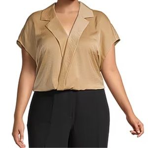 Worthington V-Neck Cap Sleeve Blouse, Women's Plus Size beige